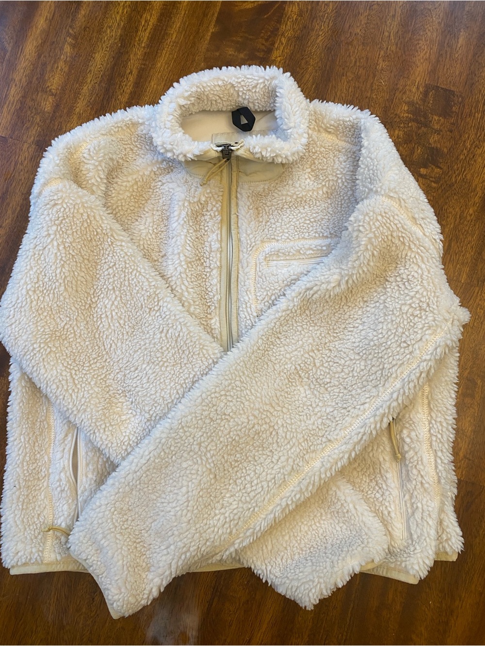 The North Face Extreme Pile Pullover Cream Sherpa Half Zip Jacket Size Small